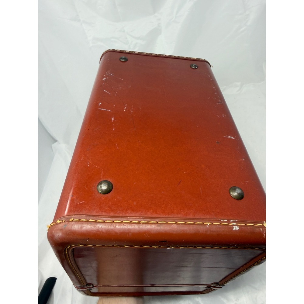 Vintage Samsonite Train Case Shwayder Bros Red Brown Hard Shell Vanity Luggage - Picture 13 of 14